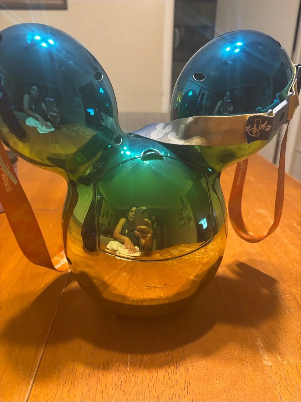 Disney Iridescent Teal-Green Mickey head Case with Lanyard limited edition